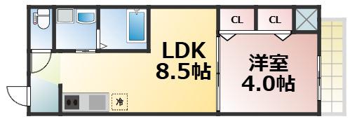 F ASECIA BERYL(1LDK/3階)の間取り写真