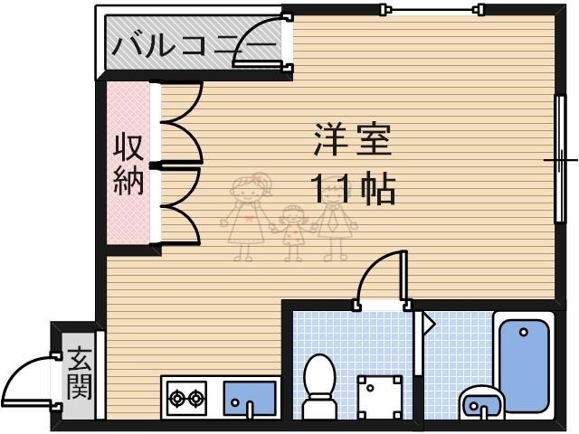 ホワイトハウス公園前(ワンルーム/6階)の間取り写真