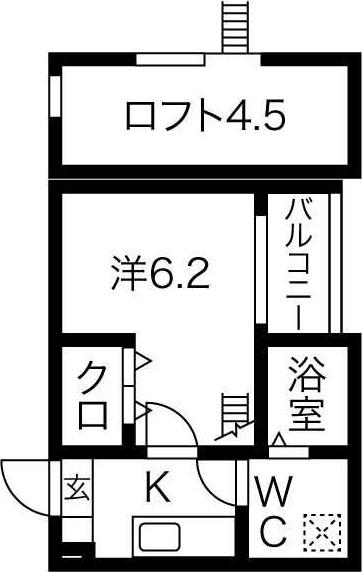 ソナトーレ小幡南(1K/2階)の間取り写真
