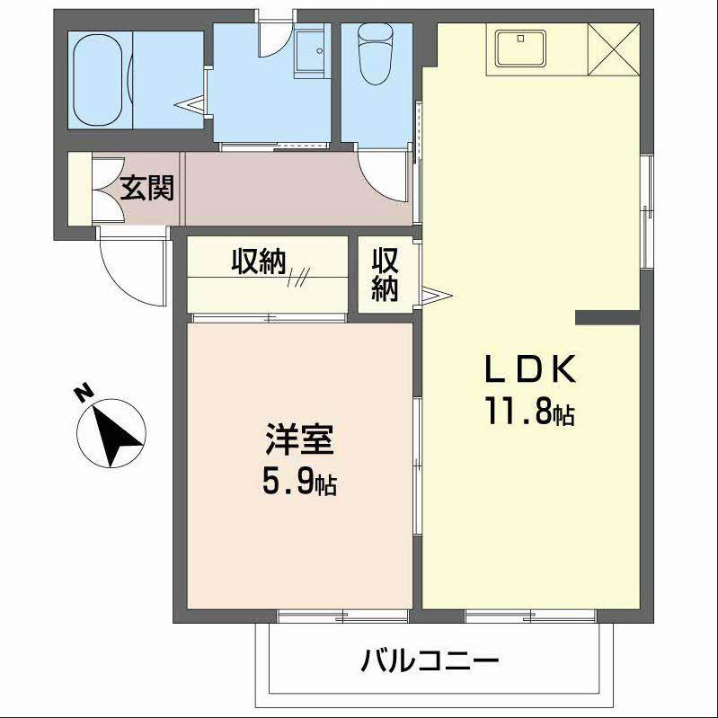 バリュージュ住吉(1LDK/1階)の間取り写真