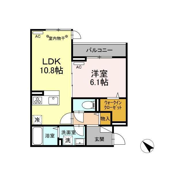 GRAND湘南 B棟(1LDK/3階)の間取り写真