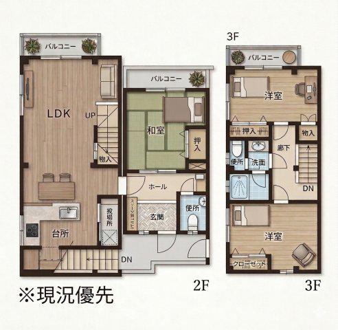 古ヶ鶴コーポ(3LDK/2階)の間取り写真