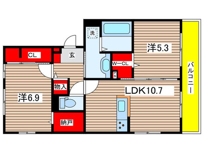 D-ROOM嵯峨嵐山(2LDK/3階)の間取り写真