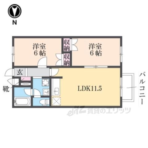ウッディーパル萩原(2LDK/2階)の間取り写真
