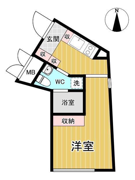 APRICOT 上野入谷(1K/2階)の間取り写真