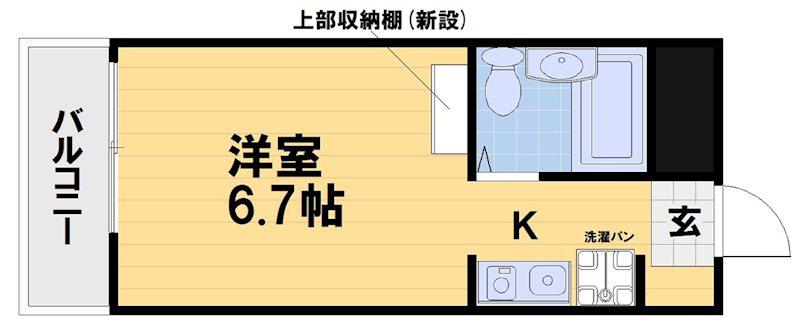 フロイデ東向日(1K/2階)の間取り写真