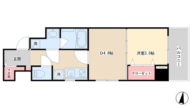 ペルマナント鈴木(1DK/2階)の間取り写真