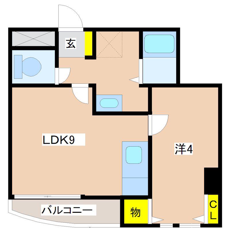 摩天楼中洲(1LDK/5階)の間取り写真