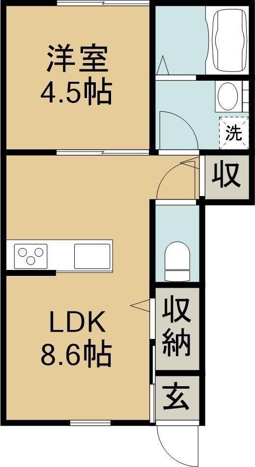ベルグレイヴィア小松プレミアム(1LDK/2階)の間取り写真
