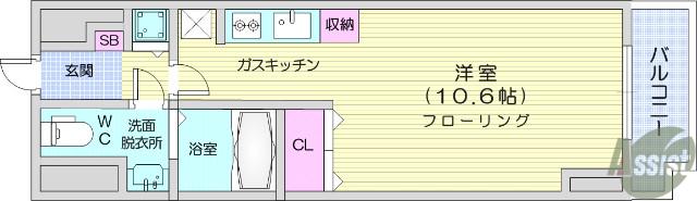 レジディア仙台本町(ワンルーム/5階)の間取り写真