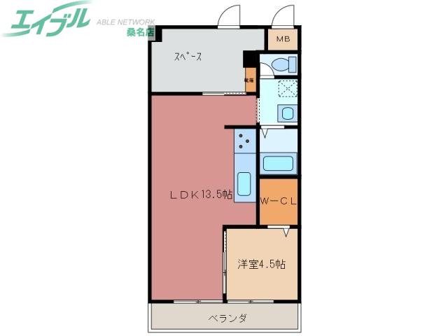 サンヴィラ森(1LDK/2階)の間取り写真