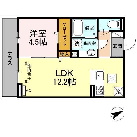 D-ROOM住吉 B(1LDK/2階)の間取り写真