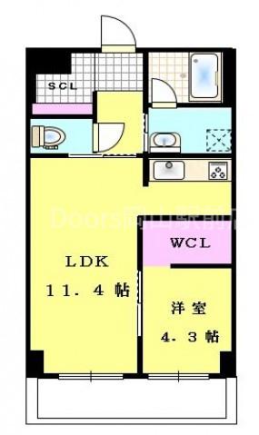 ハアラン内山下(1LDK/2階)の間取り写真