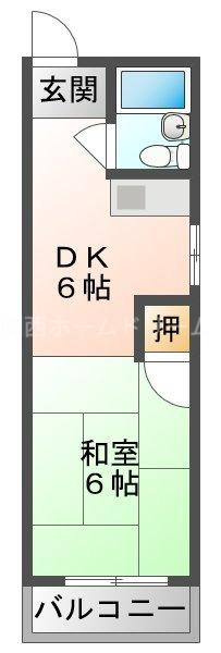 コーポ田中(1DK/5階)の間取り写真
