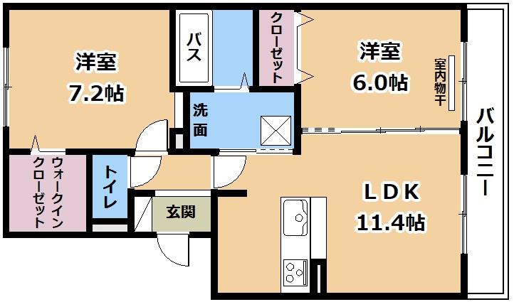 サンビレッジ(2LDK/3階)の間取り写真