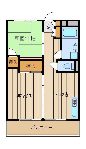 ビレッジハウス向台(2DK/11階)の間取り写真