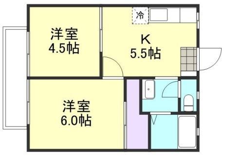 サンライフ鴨方(2K/1階)の間取り写真