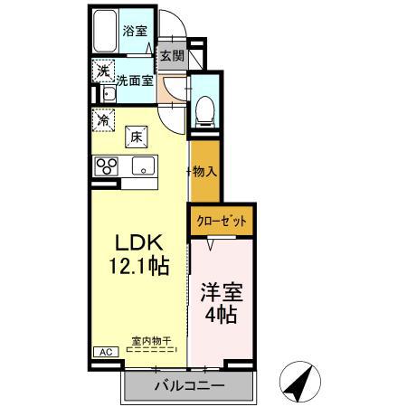 カンパーニュ(1LDK/1階)の間取り写真