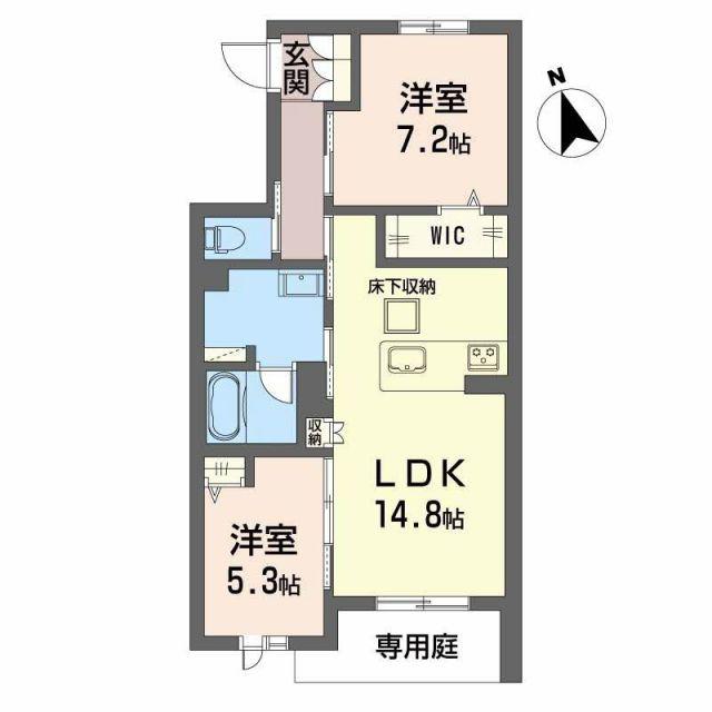 エスティーラ(2LDK/1階)の間取り写真