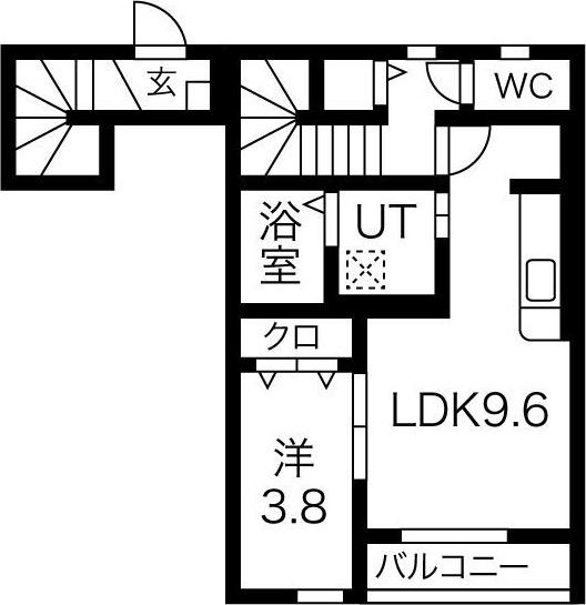 クリスタル(1LDK/2階)の間取り写真