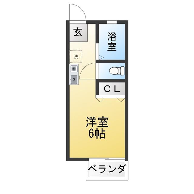 パールハイツ(ワンルーム/2階)の間取り写真