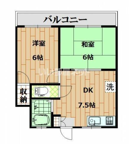 第2むさしマンション(2DK/4階)の間取り写真