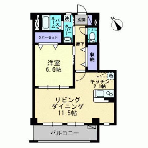 フォブール寺川(1LDK/3階)の間取り写真
