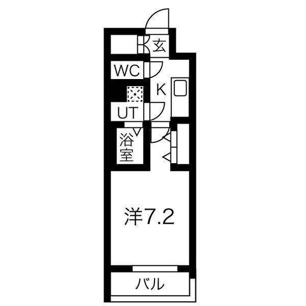 ワールドアイ名古屋城北(1K/2階)の間取り写真