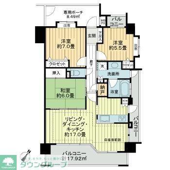 ライオンズステーションスクエア南柏(3LDK/9階)の間取り写真