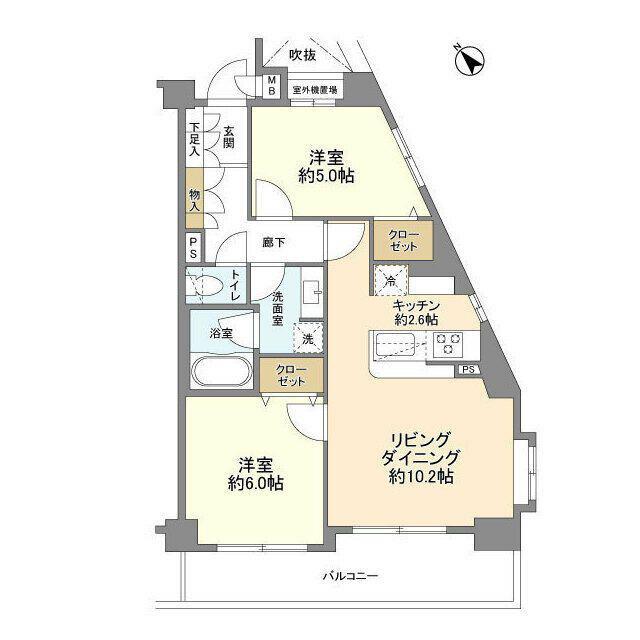 サニーコート祐天寺(2LDK/2階)の間取り写真