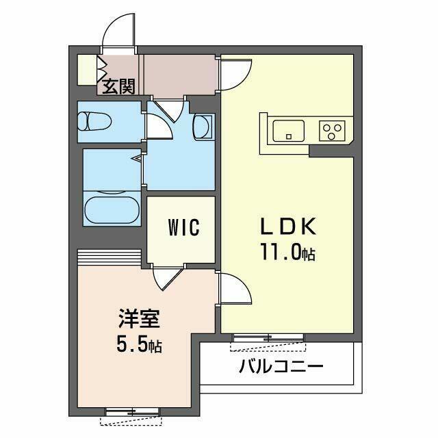 アルカディア蒲田 部屋番号00203(1LDK/2階)の間取り写真