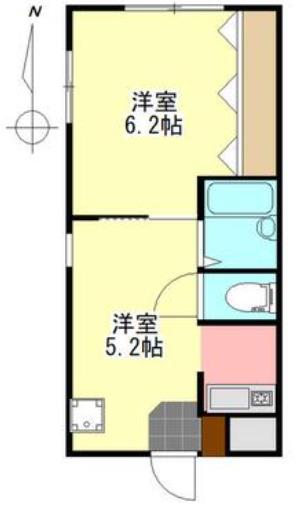 遠州鉄道 第一通り駅 徒歩11分 4階建 築31年(2K/1階)の間取り写真