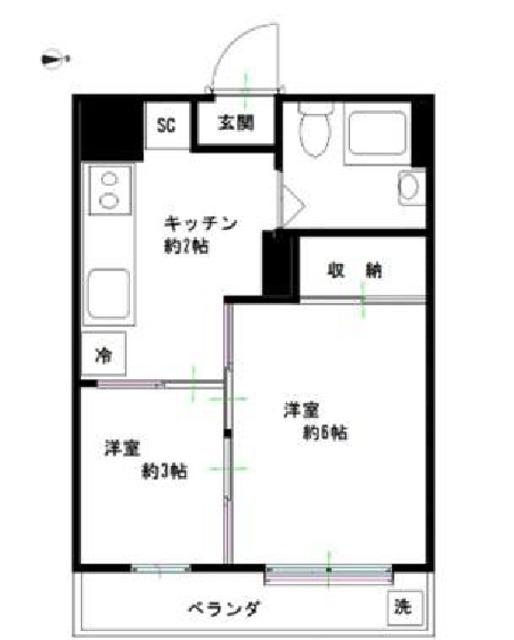 ニュー荻窪マンション(2K/2階)の間取り写真