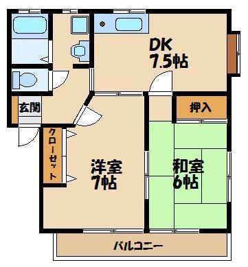サンハイム(2DK/2階)の間取り写真