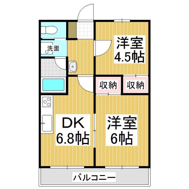 MK46(2DK/2階)の間取り写真