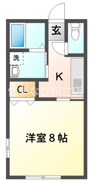 アジユール芳川(1K/1階)の間取り写真