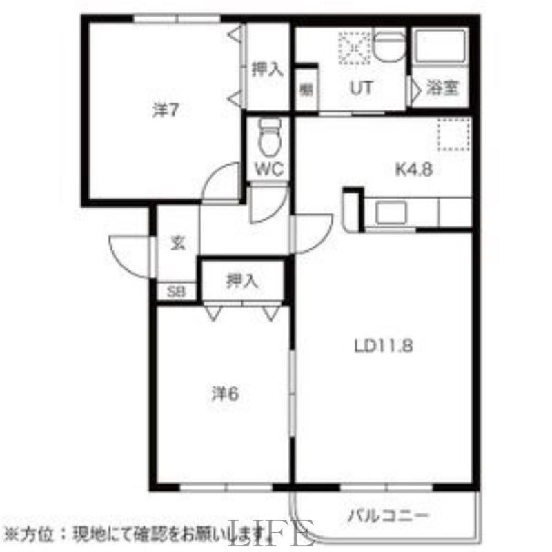 ローズヴィレッジ(2LDK/3階)の間取り写真