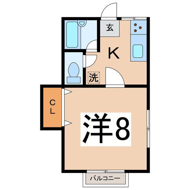 川田町アパート(1K/1階)の間取り写真