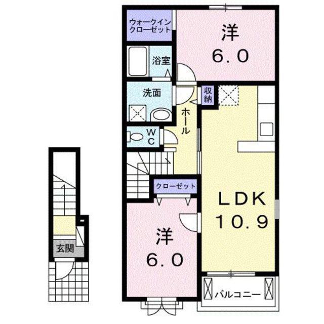 ベル・ヴィオラ(2LDK/2階)の間取り写真
