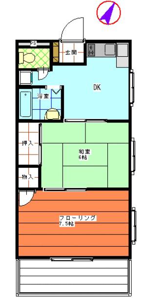 シャトーグロリア(2DK/3階)の間取り写真
