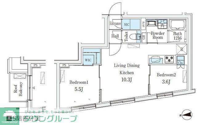 CREATIF桜新町(2LDK/5階)の間取り写真