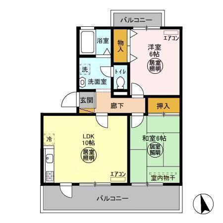 トリニシティ壱番館(2LDK/1階)の間取り写真