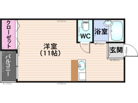 ロイヤルパレス井尻壱番館(ワンルーム/1階)の間取り写真