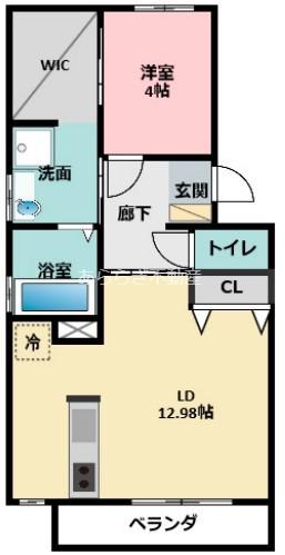 ル・リオン芳川(1LDK/3階)の間取り写真