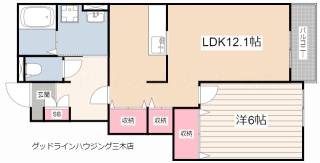 サンハイツIII(1LDK/1階)の間取り写真