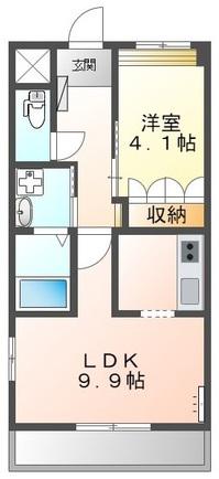 リジュール(1LDK/3階)の間取り写真