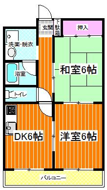 メゾンルリア(2DK/2階)の間取り写真