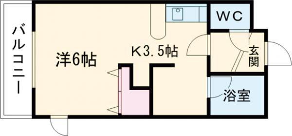 パークコート恵み野(1K/1階)の間取り写真