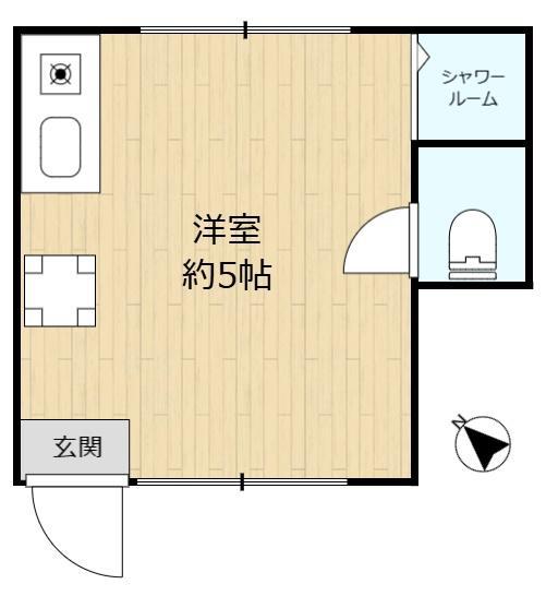 鈴大アパート(ワンルーム/1階)の間取り写真