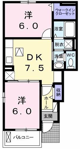 オルゴール III(2DK/1階)の間取り写真
